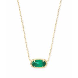 Elisa Gold Pendant Necklace in Emerald Cat's Eye