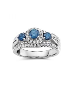 3 Stone Blue Diamond Ring
