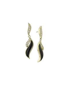 14k Yellow Gold Black Coral Earrings with diamonds