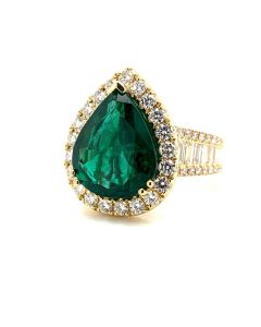 PEAR SHAPE EMERALD DIA RING | EMERALD JEWELRY