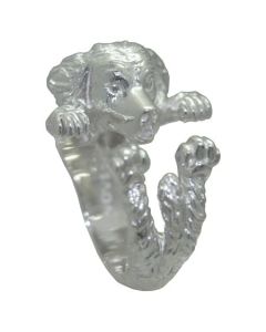 Lady's White Silver Golden Retriever Ring | DOG FEVER