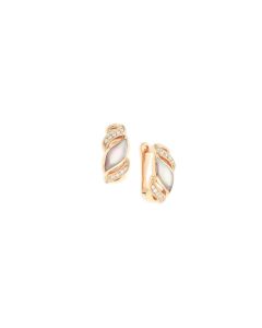 14K Rose Gold Mother of Pearl Diamond Earrings designed by Kabana for Majesty Jewelers-St Maarten 