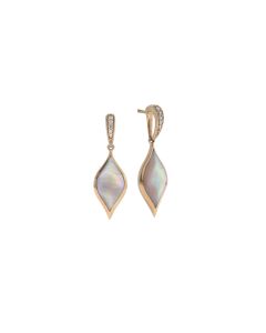 14K Rose Gold Pink Mother of Pearl Diamond Inlay Earrings designed by Kabana for St Maarten-Majesty Jewelers