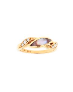 14K Rose Gold Ring with Inlay and diamonds designed by Kabana for St Maarten-Majesty Jewelers
