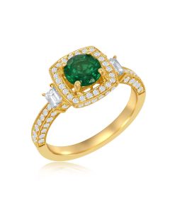 ROUND EMERALD DIA. RING | EMERALD JEWELRY