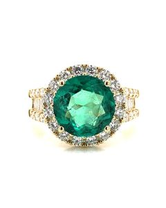 ROUND EMERALD DIA. RING | EMERALD JEWELRY